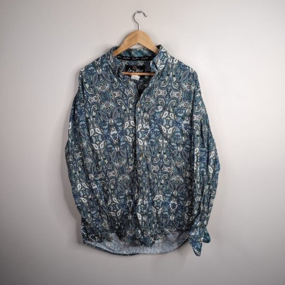 George Strait Wrangler Floral Flip Cuffs Western Cowboy Paisley Shirt Men's XL - Picture 2 of 9